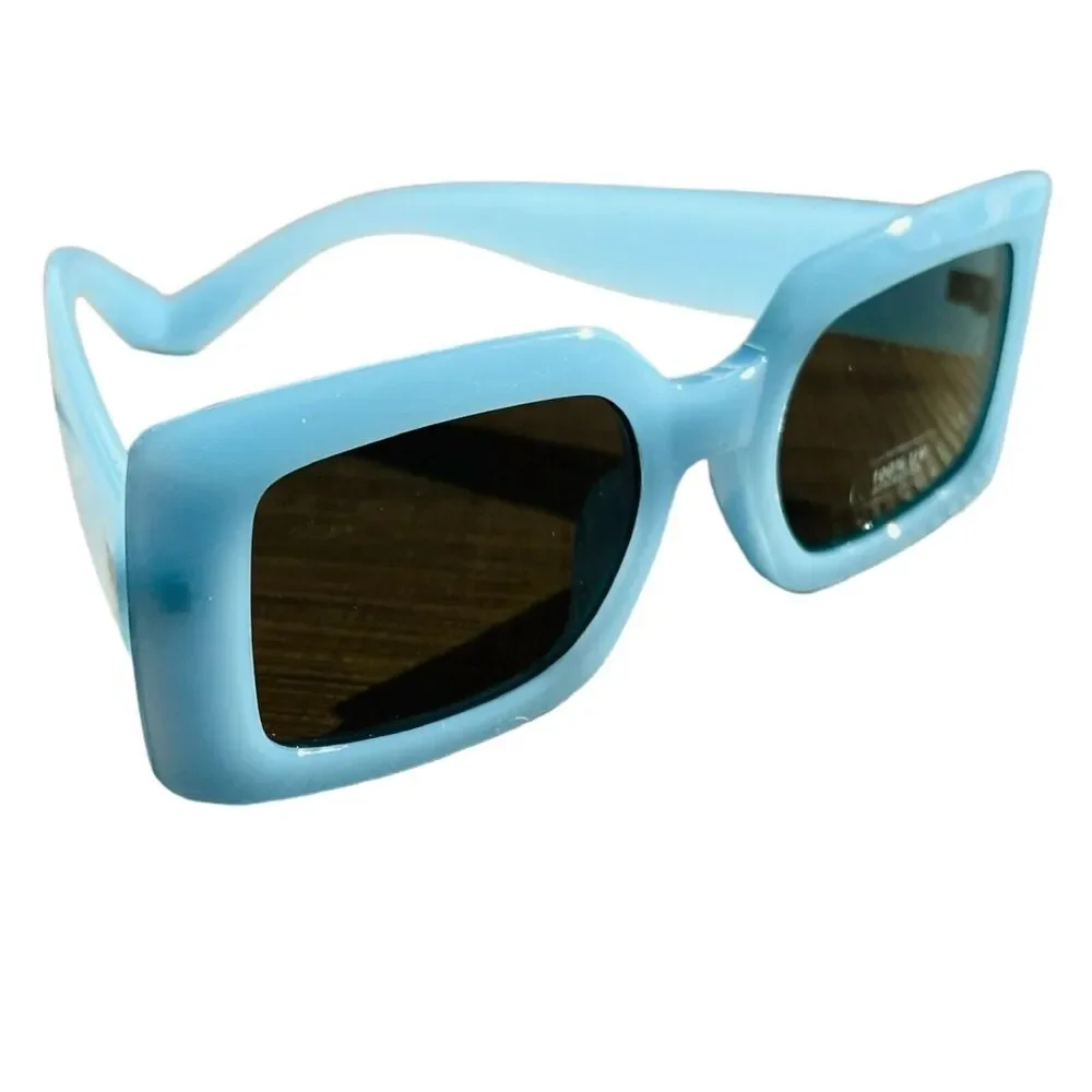 Sunglasses  Blue color smooth plain square light tint edc baddie  cottagecore - Picture 3 of 14